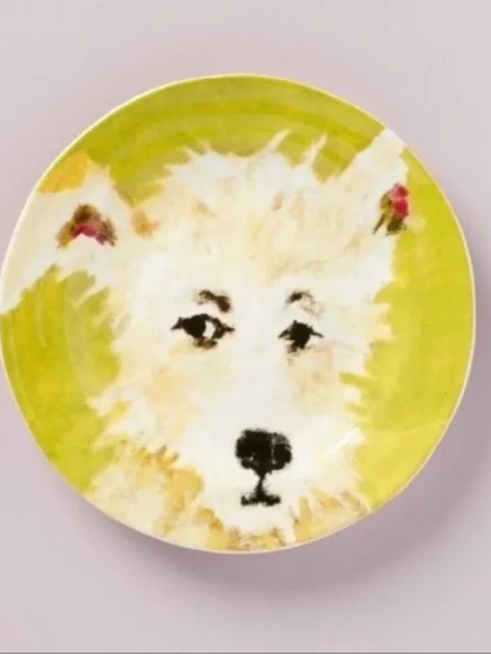 Set Of 4 ANTHROPOLOGIE Carole Akins Sadie Dessert Plates Dog